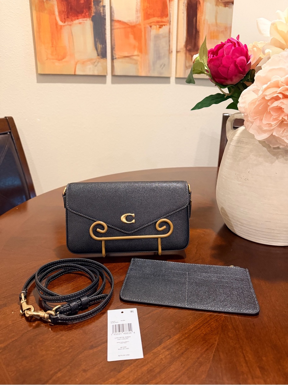 Coach Wyn Black Leather Crossbody with Wallet Insert